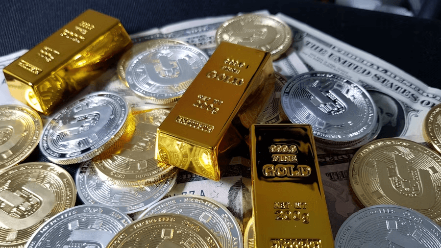 Bullion bars and currency